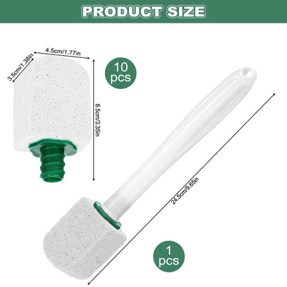 10 Pcs Pumice Stone for Toilet, Toilet Pumice Cleaning Stone with Short Handle, Nature Pumice Sticks for Clean Toilets, Pool, Bathroom (white)