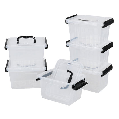 Hayixia 3.5 Quart Clear Latching Bin with Handle, 6-Pack Small Plastic Storage Boxes with Lids