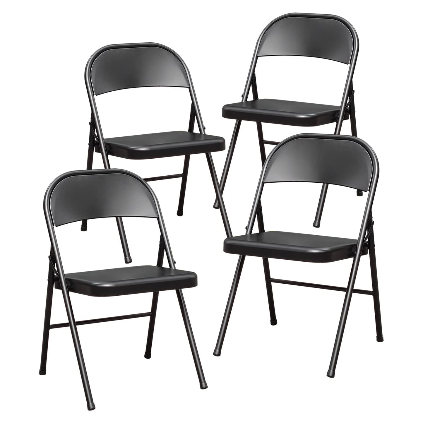 BOOSDEN Folding Chair, Foldable Chair, Set of 4, Metal Fold Up Chairs for Home, Office, Dining, Portable and Compact Metal Frame Folding Seat