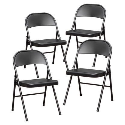 BOOSDEN Folding Chair, Foldable Chair, Set of 4, Metal Fold Up Chairs for Home, Office, Dining, Portable and Compact Metal Frame Folding Seat
