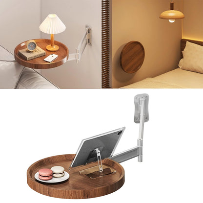 Ysislybin Round Wall-Mounted Folding Table, 720° Freely Adjustable Foldable Wall Desk Foldable Wall Bedside Table Space-Saving For Bedroom Living
