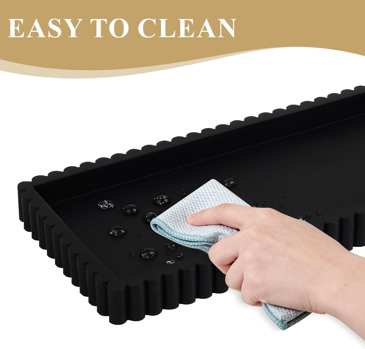 Silicone Bathroom Tray Small Vanity Organizer Rectangle Sink Caddy Sponge Holder Kitchen Counter Decor for Dish Soap, Perfume, Candle