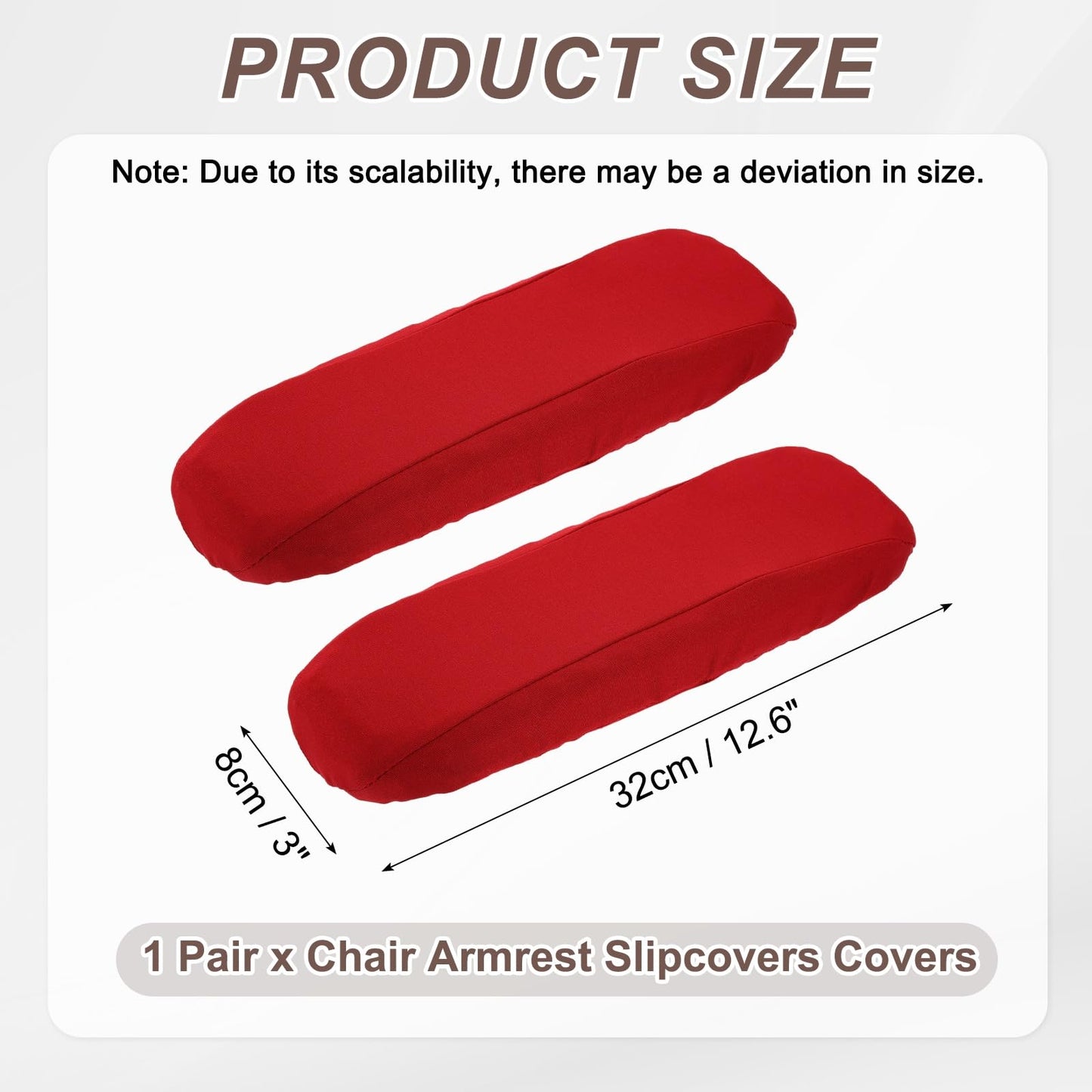 sourcing map Chair Armrest Slipcovers Covers, 32 x 8cm Polyester Removable Seat Hand Rest Protector for Office Chairs Desk Chair(Wine Red)