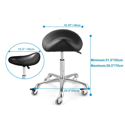 McDooFly Ergonomic Saddle Stool with Wheels Rolling Saddle Chair Heavy Duty Height Adjustable Swivel Hydraulic Stool for Dental Clinic Massage Salon