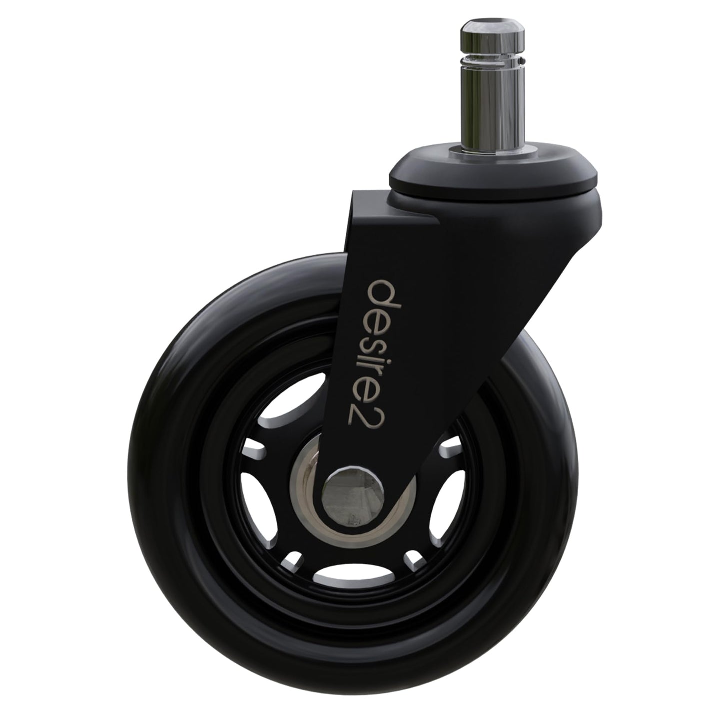 Desire2 Swivel Roller Wheels for Standard Desk Chairs 5-Pack, 3-inch Caster Wheels for Furniture, 22-mm Stem Caster Wheels for Office Chairs