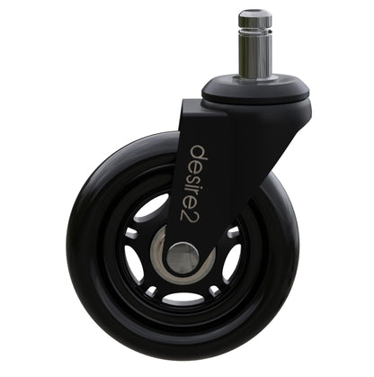 Desire2 Swivel Roller Wheels for Standard Desk Chairs 5-Pack, 3-inch Caster Wheels for Furniture, 22-mm Stem Caster Wheels for Office Chairs