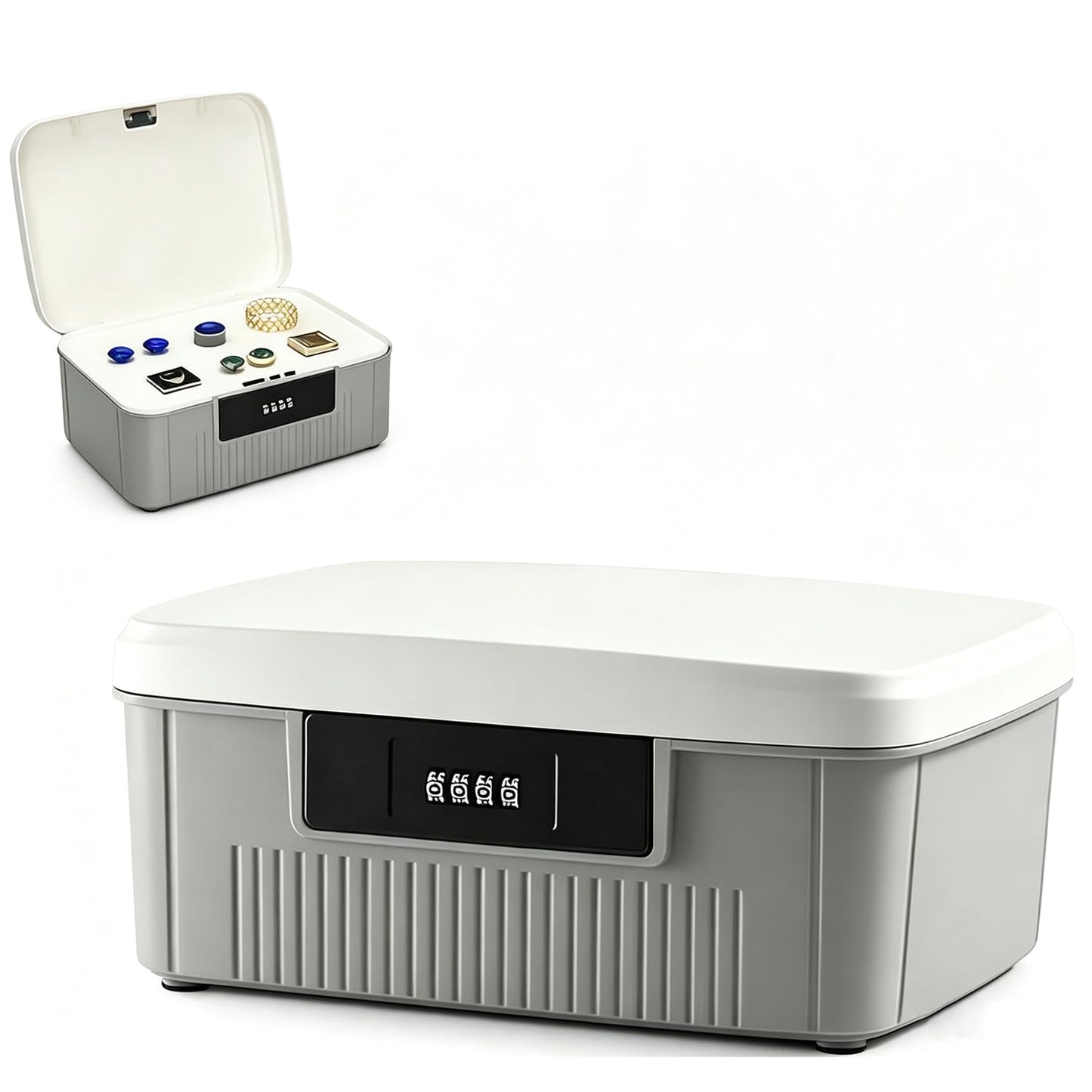 Chiziyixin 2 Layer Medicine Storage Box,Medication Lock Box with 4 Digital Code,Portable Handle,Removable Tray,Lockable Medical Storage Organiser for