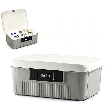 Chiziyixin 2 Layer Medicine Storage Box,Medication Lock Box with 4 Digital Code,Portable Handle,Removable Tray,Lockable Medical Storage Organiser for