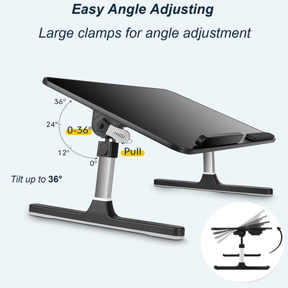 Homesbrand Laptop Stand Computer Desk, Height and Angle Adjustable Laptop Table, Portable Bed Tray for Eating