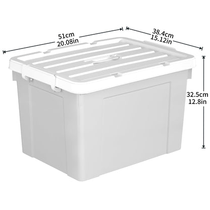 Cetomo 45L*6 Storage Boxes, Carry Plastic Storage Box with Lids, Organizing Container with Handle and Secure Latching Buckles, Stackable, Nestable