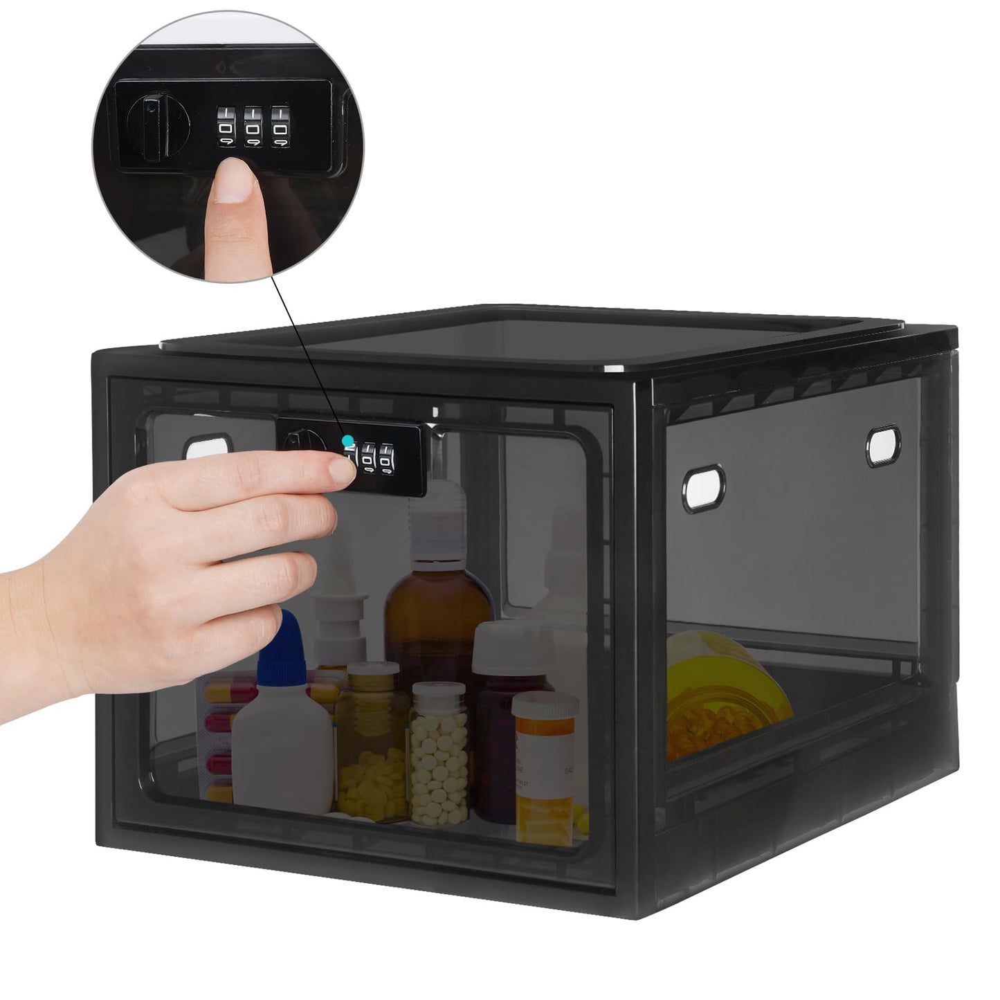 Lalifebuss Medicine Lock Box, Medication Lockable Container for Refrigerator Food Safe Locking Locker Tablet Phone for Kitchen Home School and Office