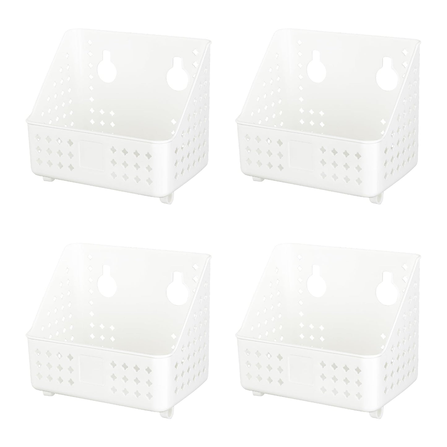 Cetomo Plastic Hanging Baskets with Hole, Wall Mounted Storage Boxes, Hangable Shelf Basket Organizer with Hooks, for Bathroom Shower Home Kitchen