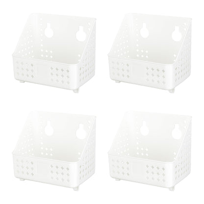 Cetomo Plastic Hanging Baskets with Hole, Wall Mounted Storage Boxes, Hangable Shelf Basket Organizer with Hooks, for Bathroom Shower Home Kitchen