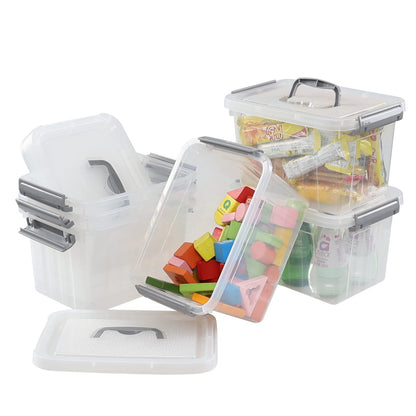Saedy 6 L Small Lidded Storage Box, 6 Pack Plastic Latch Storage Container