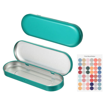 sourcing map 2Pcs Metal Tin Box Container, 6.9x2.4x0.7 Oval Empty Hinged Lid Box with Self Adhesive Colored Sticker