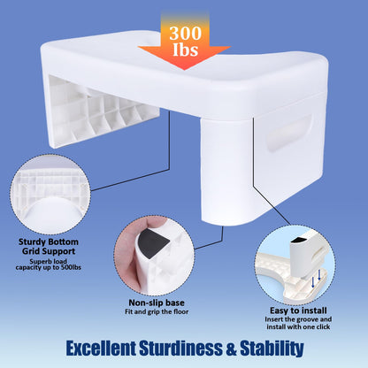 Folding Squatting Toilet Stool | 7 Inch Non-Slip Bathroom Step Stool | Anti Constipation Natural & Comfortable Squat Aid Stool (Black)