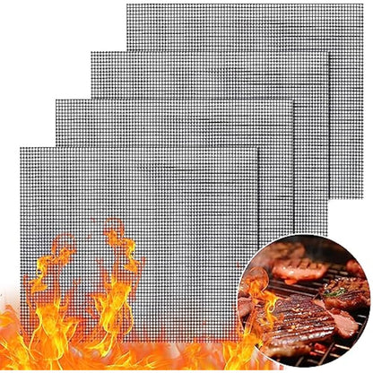 GWHOLE BBQ Grill Mat 4Pcs Non Stick Barbecue Sheets Reusable for Charcoal Gas Grill Meat Vegetable Cooking,40 * 30cm
