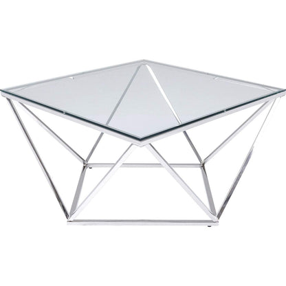 Kare Design Side Table Cristallo Chrome, Elegant, Square, Stainless Steel, Glass, Bedside Table, Room Decor, Home Decor for Living Room, Office