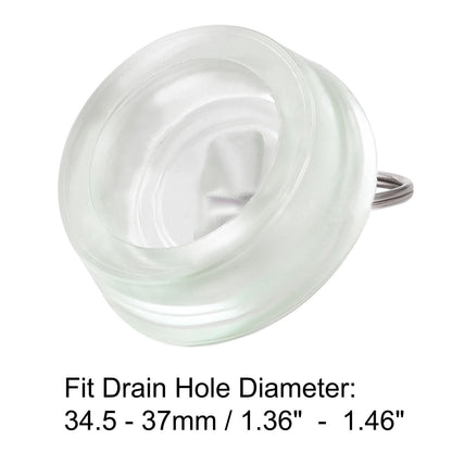 sourcing map Rubber Sink Plug, Drain Stopper Clear Blue Fit 34.5-37mm with Hanging Ring for Bathtub Kitchen and Bathroom 2 Pcs