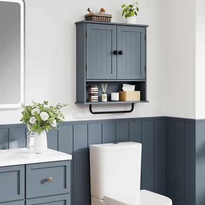RRX Bathroom Cabinet Wall Mounted Medicine Cabinets with Towels Bar (Gray)