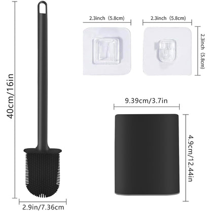 Samaly Silicone Toilet Brush, Bathroom Deep Cleaning Bowl Buddy Toilet Brush with Soft Flexible Bristles and No-Slip Plastic Handle