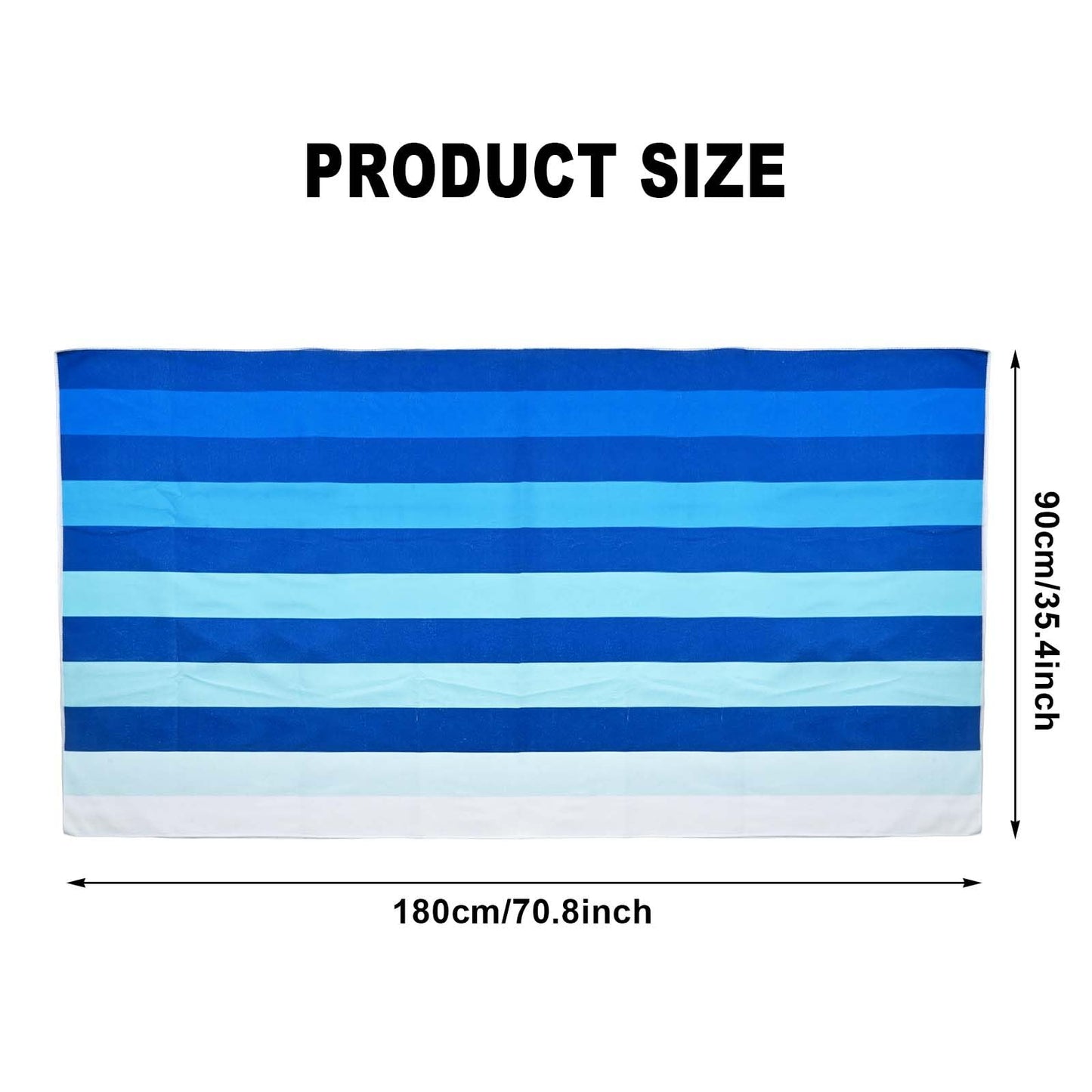 Zirax Extra Large Beach Towel 180x90cm - Sand Free Microfibre Towel for Adults, Quick Dry Lightweight Travel Towel, Striped Swimming Towel for Pool