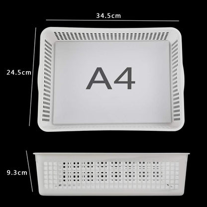 Gitany 6-Pack White A4 Basket Tray, A4 Rectangular Plastic Storage Basket