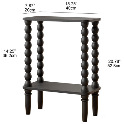 JERX 3-Tier Narrow Side Table Small End Table Walnut Brown