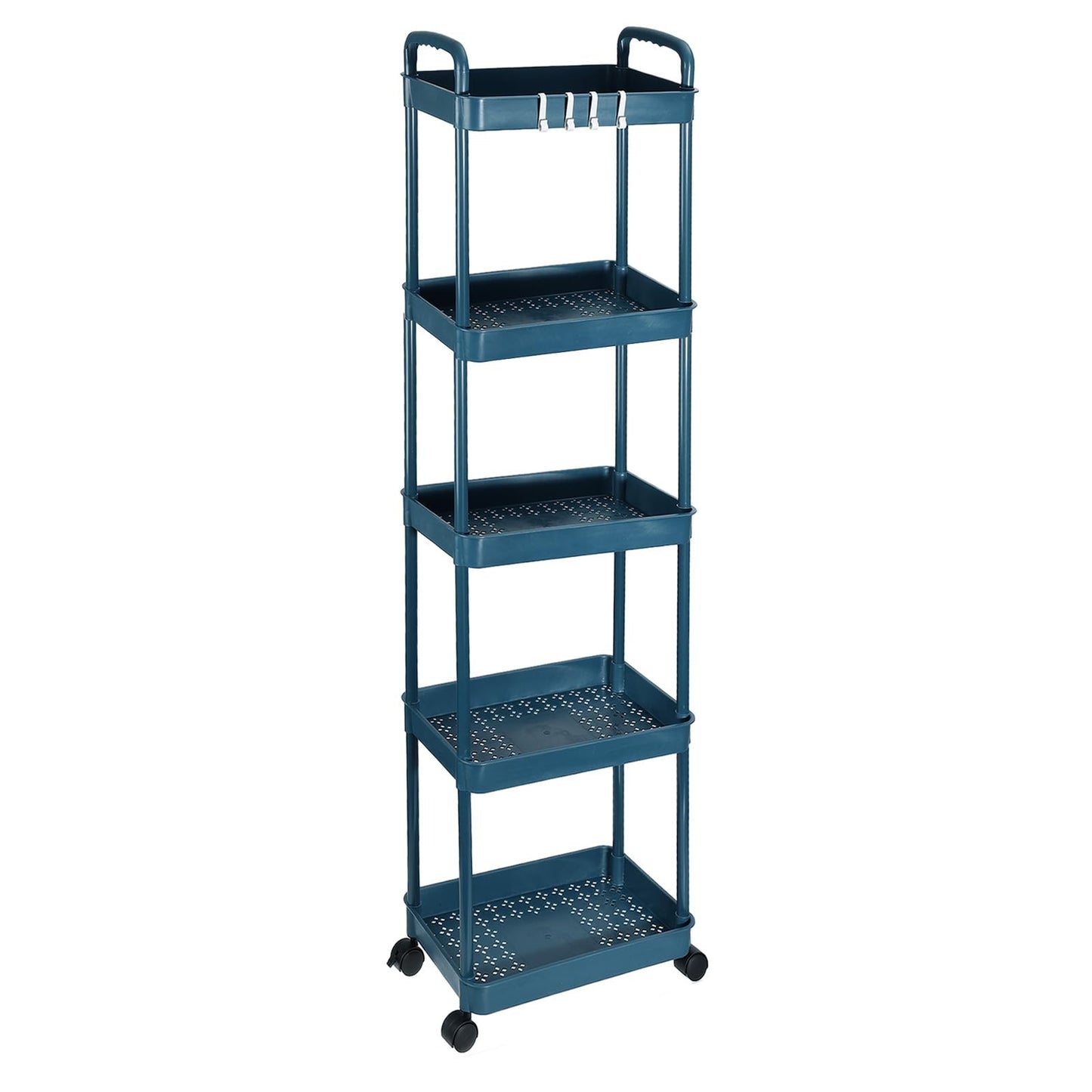 PATIKIL 5-Tier Rolling Utility Cart with Handle, Storage Shelves Organizer Cart Movable Storage Organizer with Wheels for Room Office Kitchen
