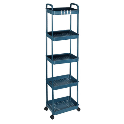 PATIKIL 5-Tier Rolling Utility Cart with Handle, Storage Shelves Organizer Cart Movable Storage Organizer with Wheels for Room Office Kitchen