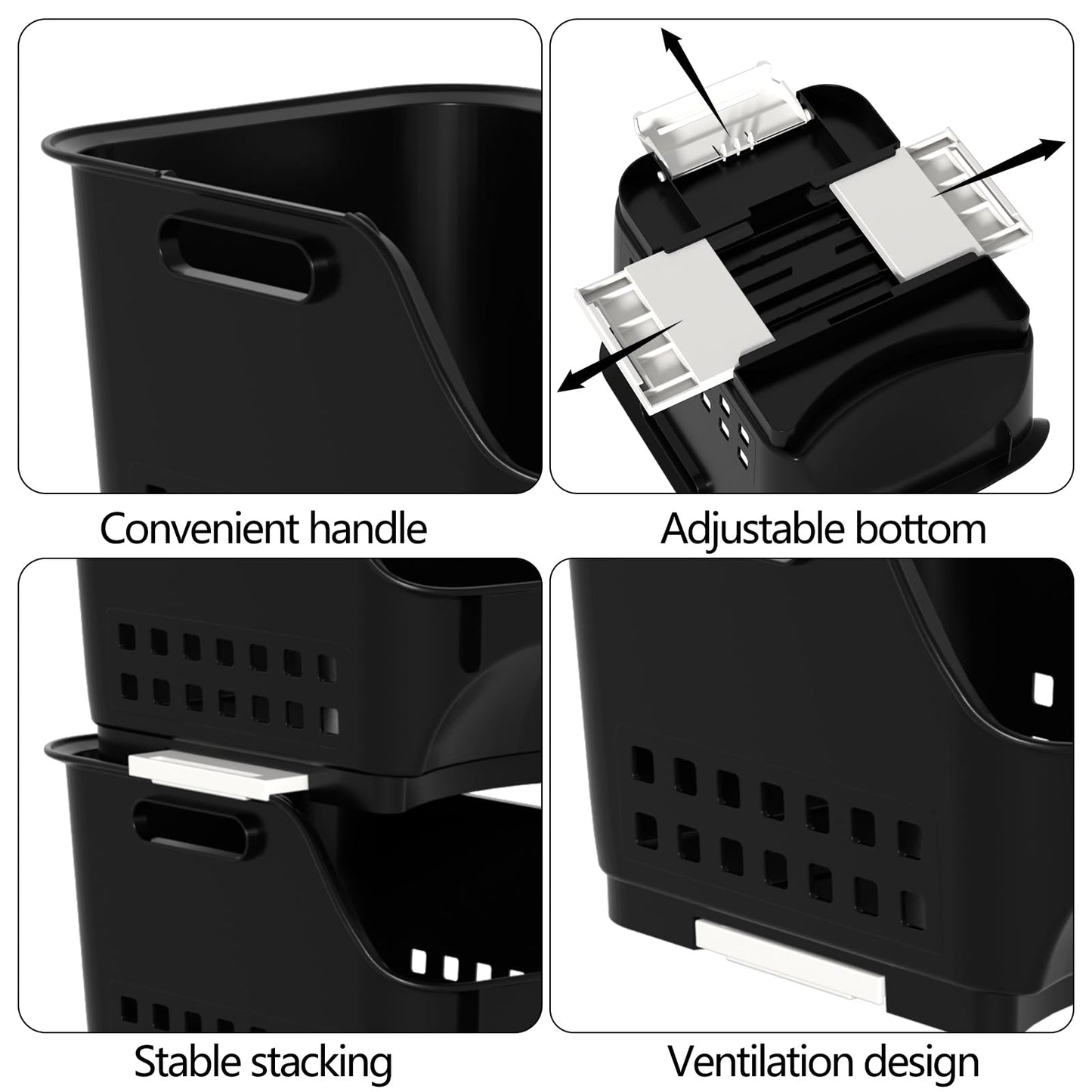 Zopnny 3-Tier Stackable Storage Baskets, Open Front Organizer