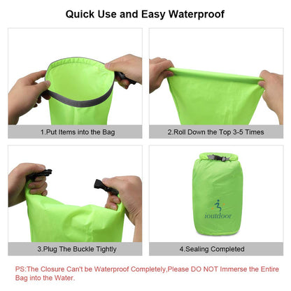ioutdoor Dry Bag Set 2L + 5L + 10L + 20L+ 40L+ 70L Waterproof Small Lightweight Dry Bags for Paddle Board Kayaking Swimming Fishing Camping Hiking