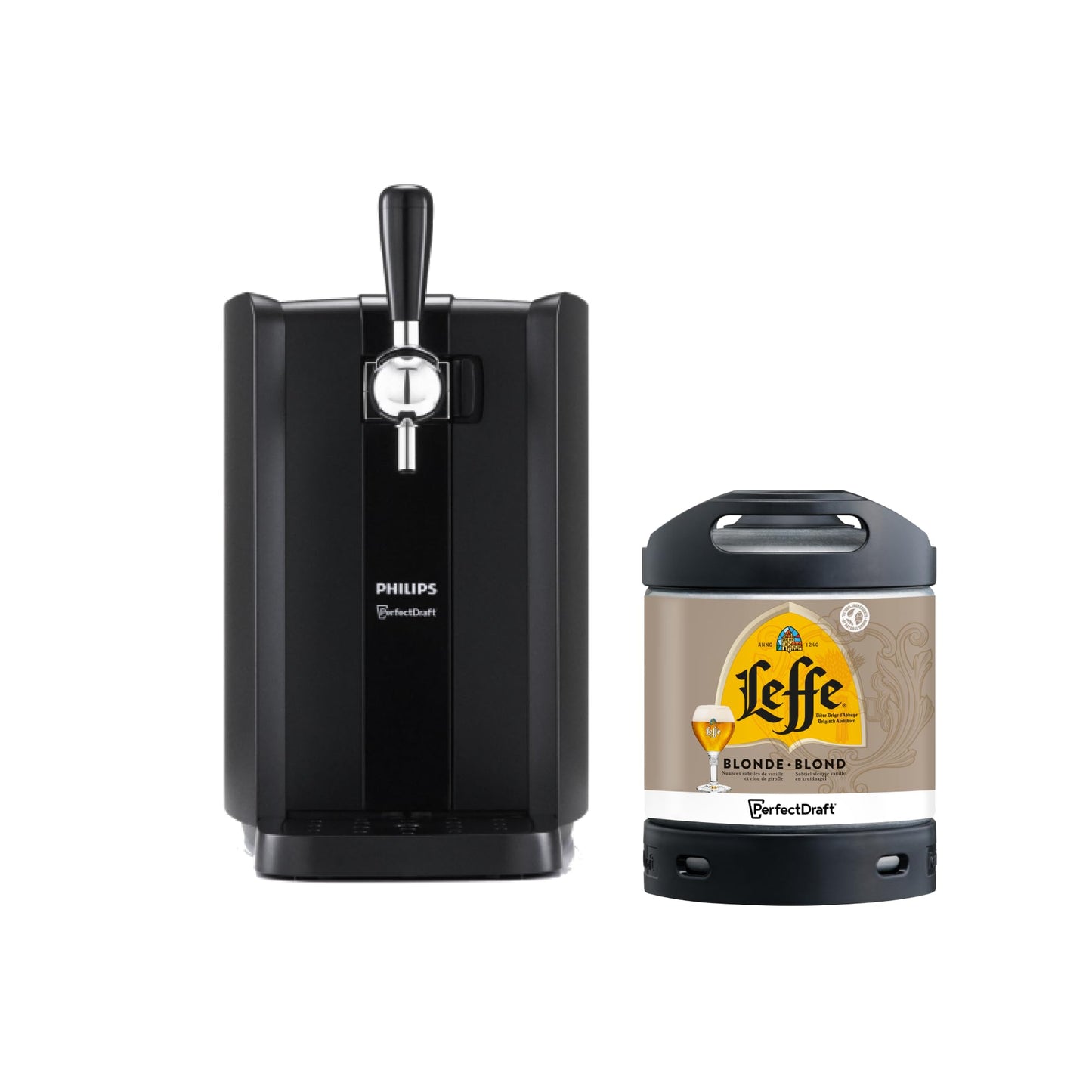 PerfectDraft Black Philips Machine Home Beer Cooler & Dispenser System HD HD3761/60 and Leffe Blonde Keg
