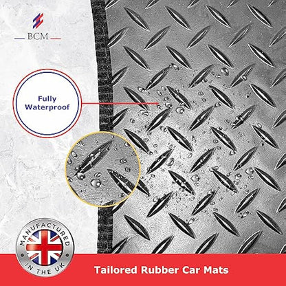BCM Car Mats - Compatible with Hyundai Kona 2017-Onward - Car Floor Mat - 3MM Rubber - Fully Tailored - Anti-Slip Backing - Black Trimming - 4 Piece Non-Slip Mat