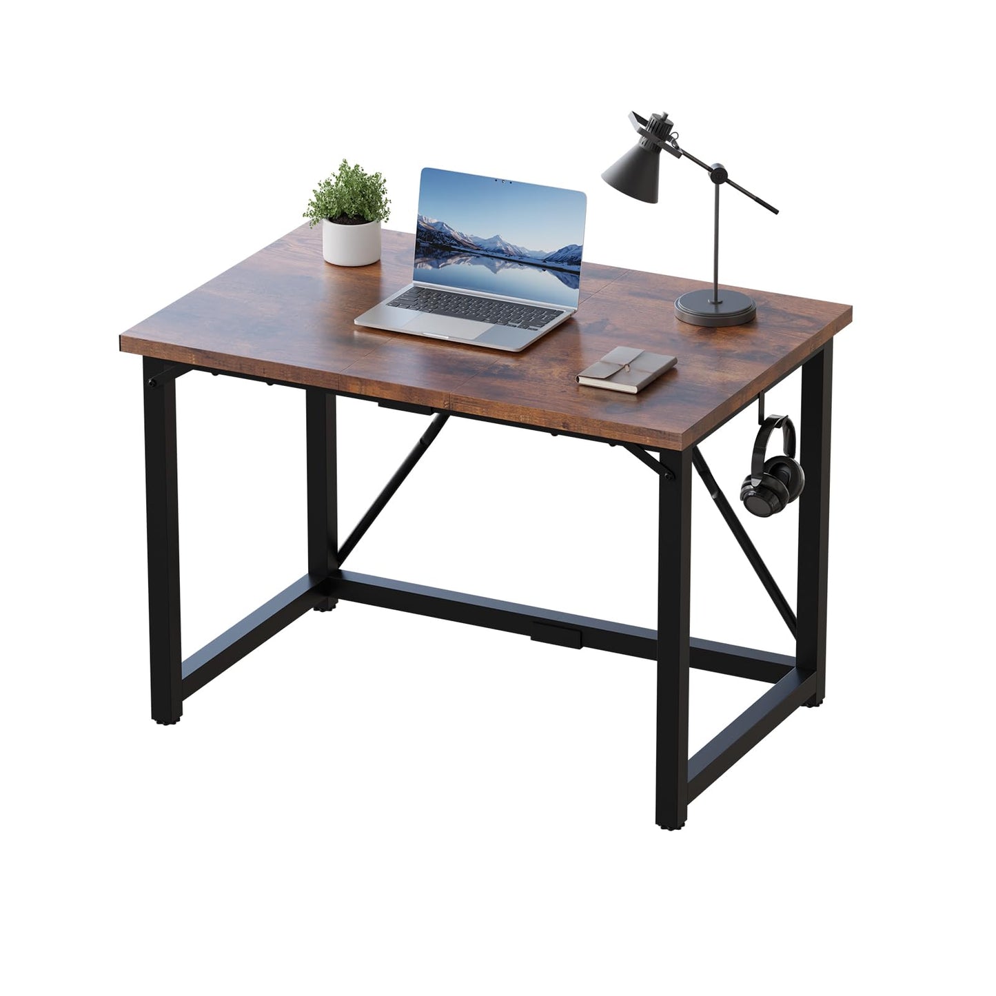JUMMICO 100×50cm Computer Desk, Compact Home Office Writing Desk, Small Study Laptop Workstation for Limited Space, Quick Assembly, Metal Frame