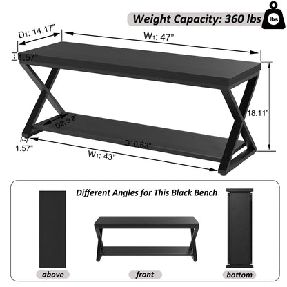 IBF Shoe Storage Bench Entryway shoe Benches for Hallway 120cm Black Oak