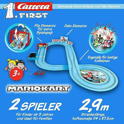 Carrera FIRST 20063028 Mario Kart - FIRST Slot Racing Track, For Children From 3 Years And Adults, 2.9 Metres, With Mario Kart - Mario & Mario Kart - Luigi - Multicolor