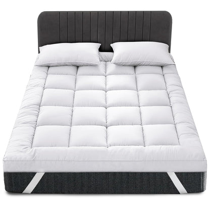 GC GAVENO CAVAILIA Quilted Mattress Topper King Size 10cm Deep | Hotel Quality King Size Mattress Topper 4 Inch Thick with Elastic Corner Straps |
