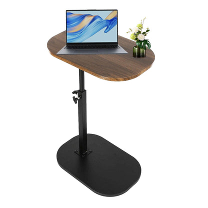 XUDREZ Adjustable C Shaped Side Table, 360°Swivel End Table, Living Sofa Table, Modern Small Coffee Table for Bed/Bathtub (Black-Walnut)