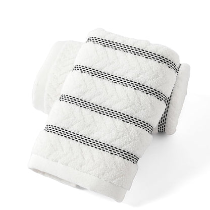 sense gnosis 100% Cotton White Hand Towel Set of 2 Thick Jacquard Ribbed Striped Soft Quick Dry and Absorbent Bathroom Decorative Hand Towel 13 x 29