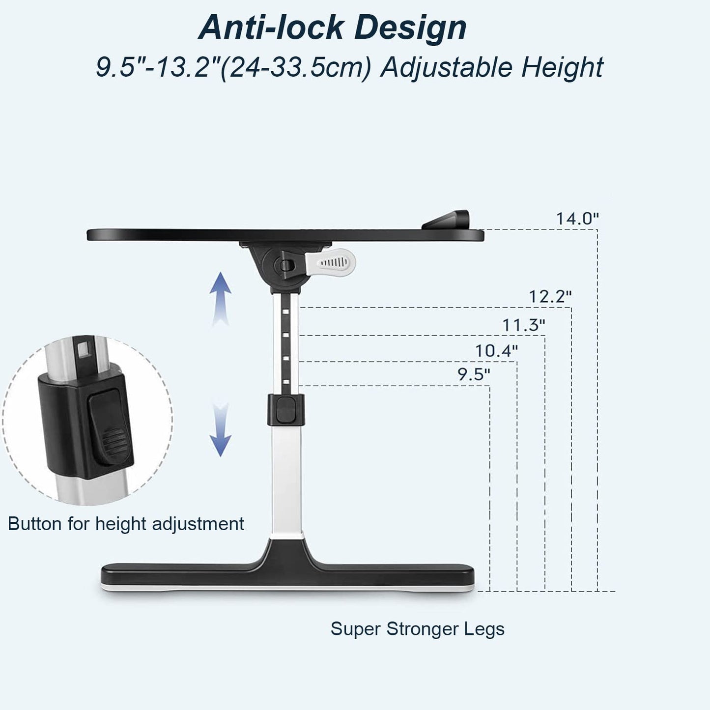 Homesbrand Laptop Stand Computer Desk, Height and Angle Adjustable Laptop Table, Portable Bed Tray for Eating