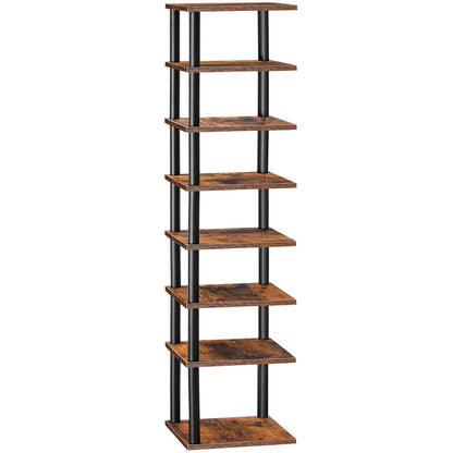 HOOBRO Tall Narrow Shoe Rack, 8-Tier Vertical Rack, Corner Shelf for Small Space, Slim Shoe Storage, Tall Shoe Rack for Closet, Entryway, Hallway