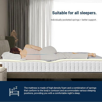 Avenco 8.5 Inch 4FT Pocket Sprung Hybrid Mattress, Firm Feel Small Double Mattress