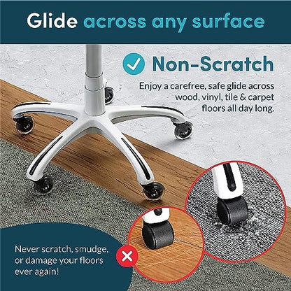 Office Chair Wheels Replacement Rubber Chair casters for ALL Floors Including Hardwood Floors, Office Chair Castors for Home and Office Chairs to Replace Office Chair mats, 11x22mm, Clear (NOT 1KEA)