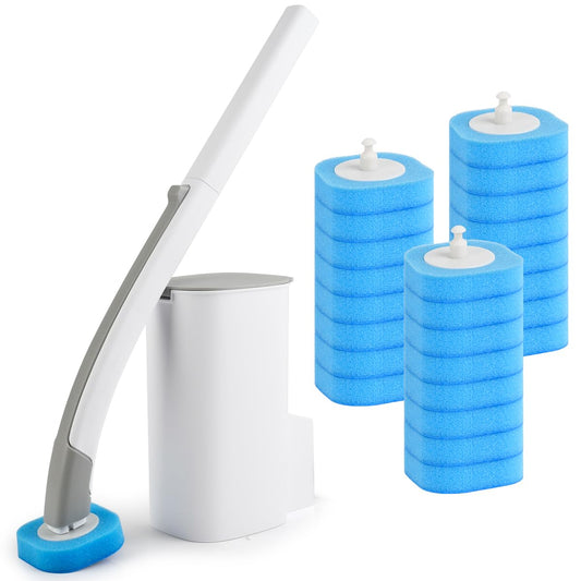 CENBEN Disposable Toilet Cleaning Brush with 32 Refills, Disposable Toilet Brush with Holder, Disposable Toilets Cleaner System,Toilets Cleaning