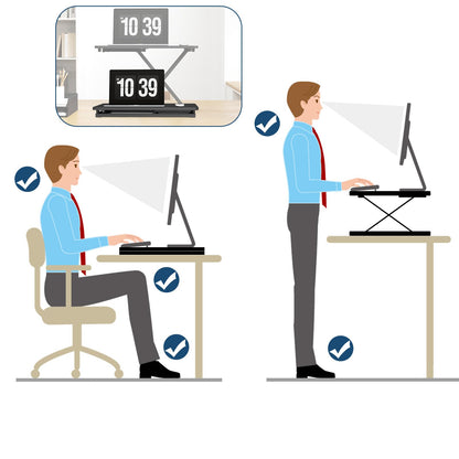 Tcatec Standing Desk Converter 34 x 60 cm Height Adjustable Sit Stand