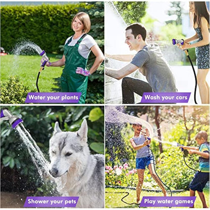 RESTMO Hose Pipe Spray Gun, Heavy Duty Garden Hose Spray Gun, High Pressure Hose Nozzle, Metal Hand Sprayer with 7 Patterns and Water Flow Control, Ideal to Water Plant & Lawn, Wash Car & Pet, Purple