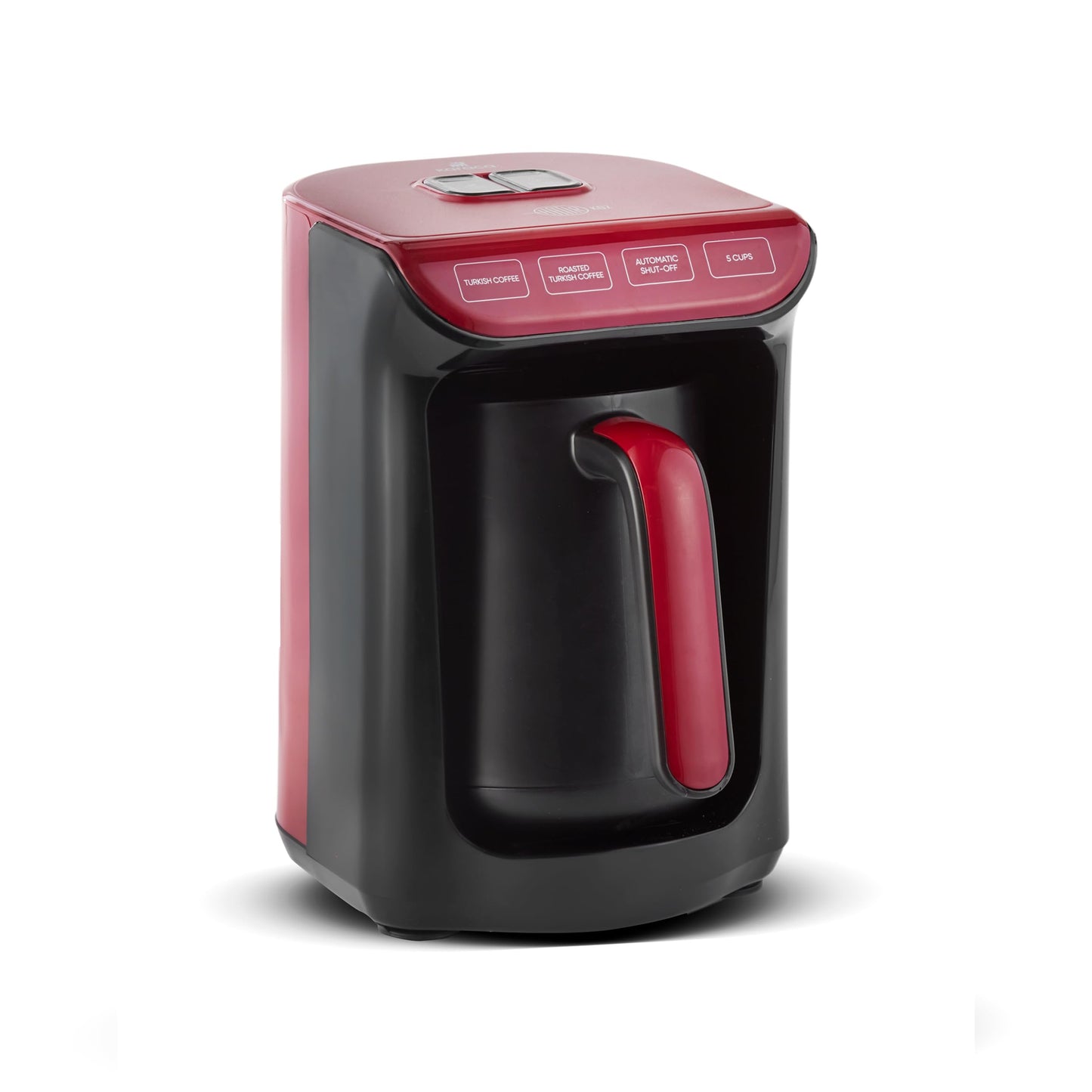 KARACA Hatr Kz Turkish Coffee Machine for 5 People, 535W, Fully Automatic, Simple & Traditional Turkish Coffee Maker, Red