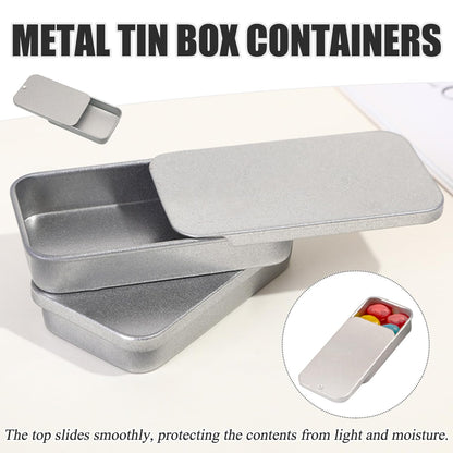 SYEYCW 6 Pcs Small Tins, Rectangular Tin with Slider Lid, Metal Tin Box Container, 50 × 25 × 10mm Portable Metal Holder
