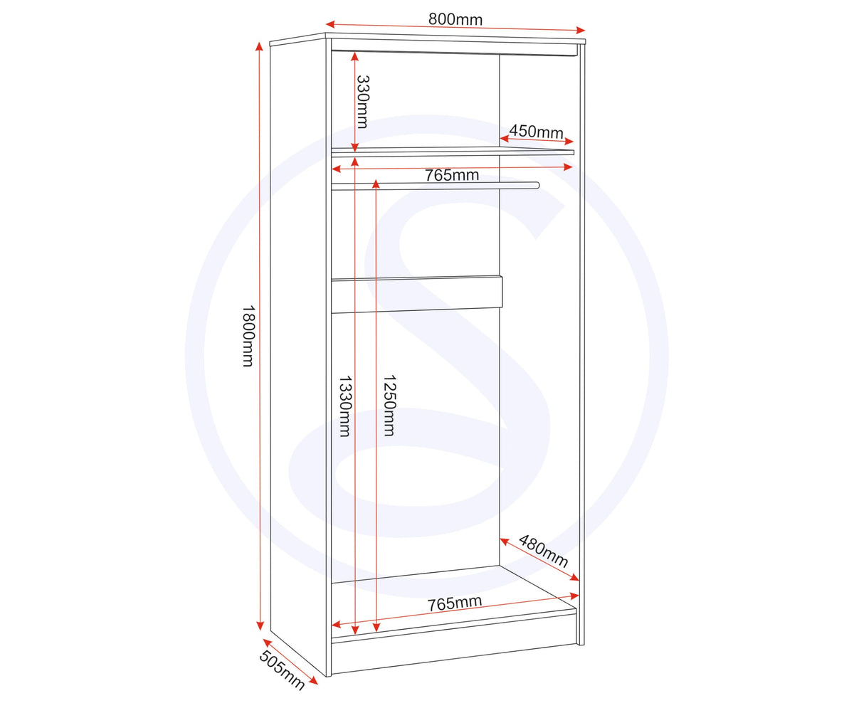 Seconique Malvern 2 Door Wardrobe in Grey